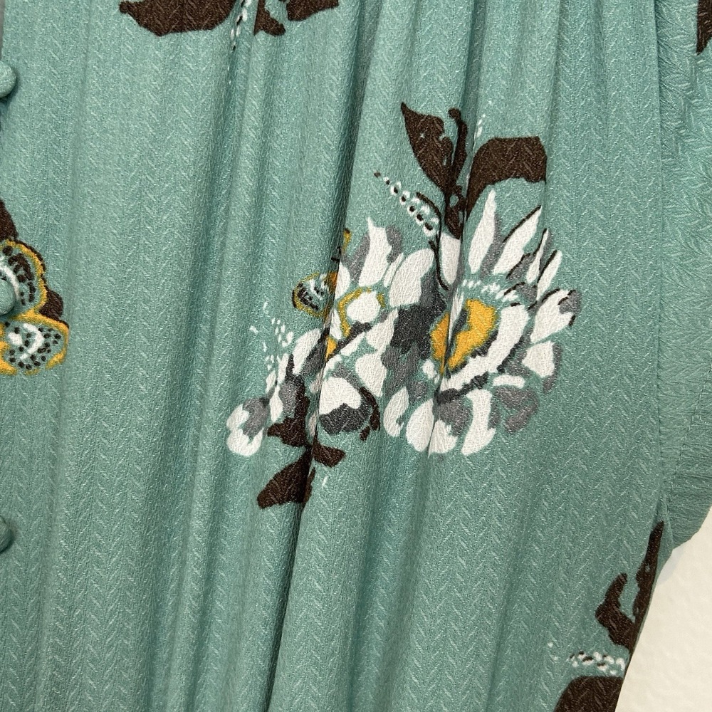 Free People Size 0 All I Got Floral Printed Maxi Dress Green Tiered Boho - Picture 16 of 16